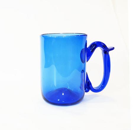 JAMESTOWN GLASS HAND BLOWN MUG COBALT