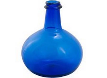 JAMESTOWN GLASS HAND BLOWN ONION BOTTLE - COBALT