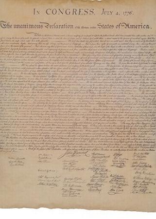 US DECLARATION OF INDEPENDENCE REPLICA ON PARCHMENT