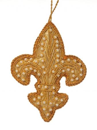 ST. NICOLAS ORNAMENT - GOLD FLEUR DE LIS