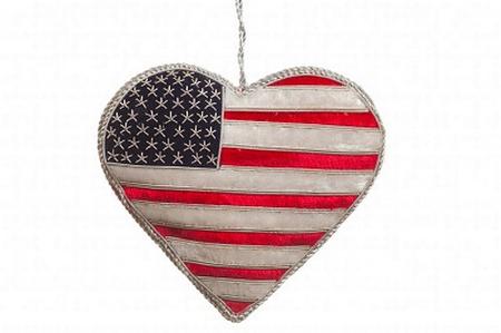 ORNAMENT -  AMERICAN FLAG HEART