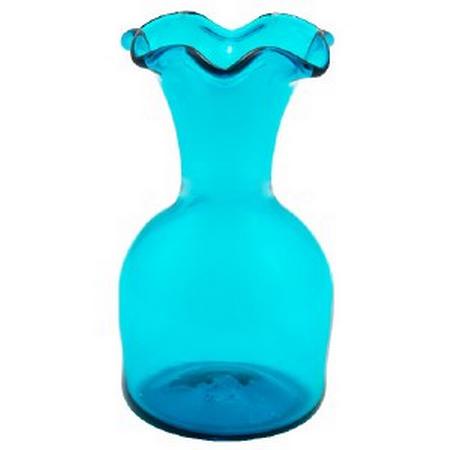 JAMESTOWN GLASS HAND BLOWN LIPPED VASE TEAL