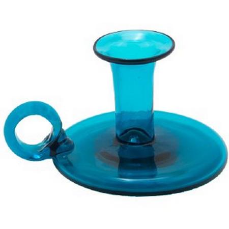 JAMESTOWN GLASS HAND BLOWN CANDLE HOLDER TEAL