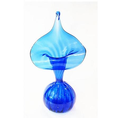 JAMESTOWN GLASS HAND BLOWN SMALL JACK IN THE PULPIT VASE COBALT