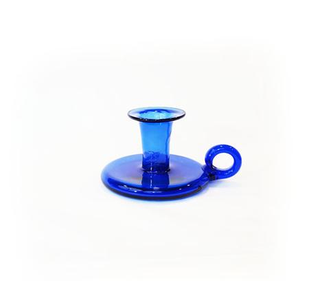 JAMESTOWN GLASS HAND BLOWN CANDLE HOLDER - COBALT