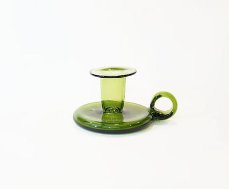 JAMESTOWN GLASS HAND BLOWN CANDLE HOLDER GREEN