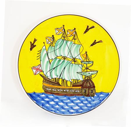 HANDPAINTED CERAMIC CHARGER - SHIP