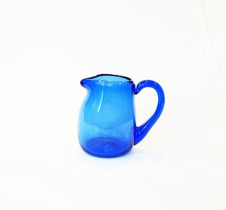 JAMESTOWN GLASS HAND BLOWN CREAM PITCHER - COBALT