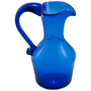 JAMESTOWN GLASS HAND BLOWN HEART PITCHER - COBALT